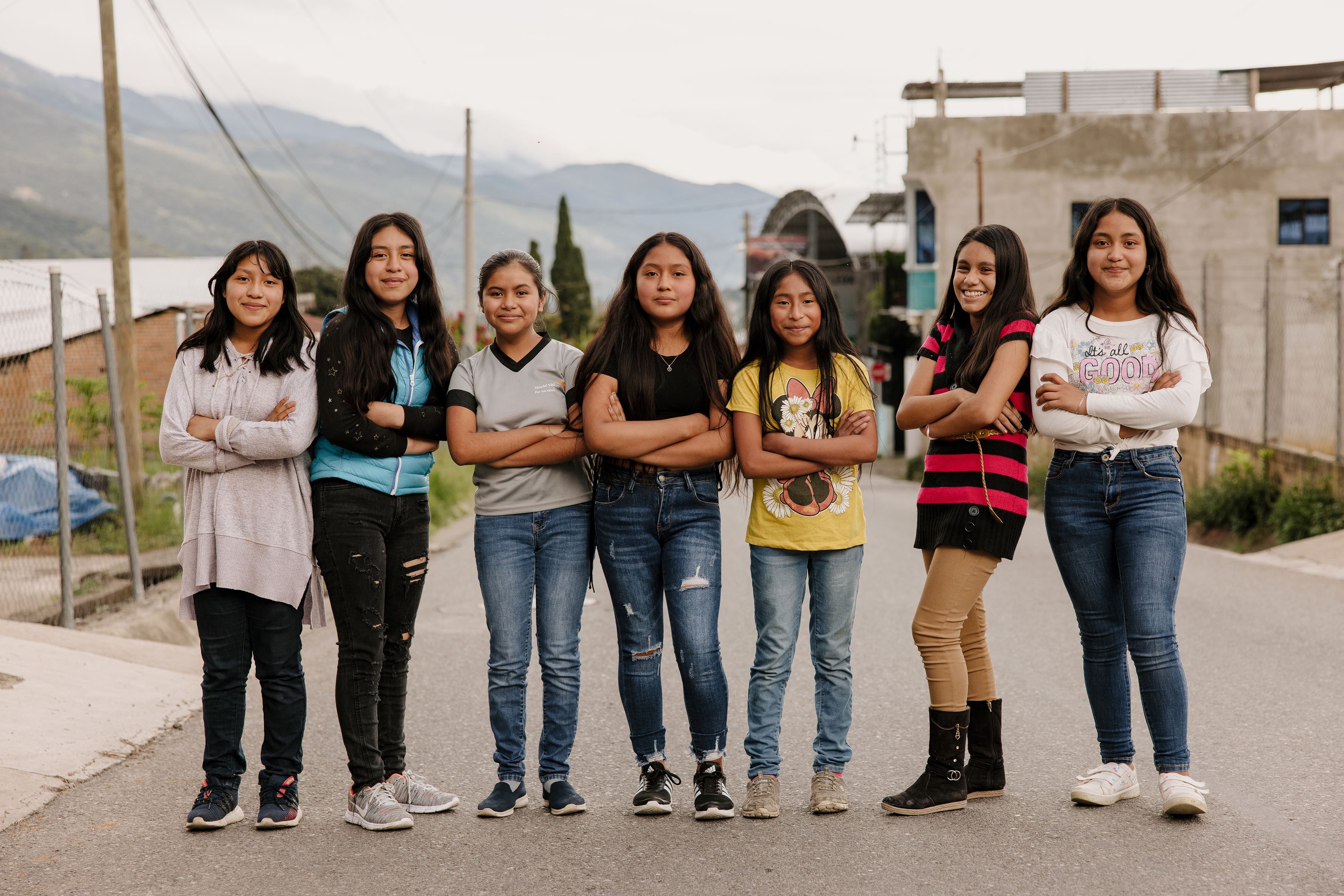 Un grupo de niñas de la comunidad en Guatemala